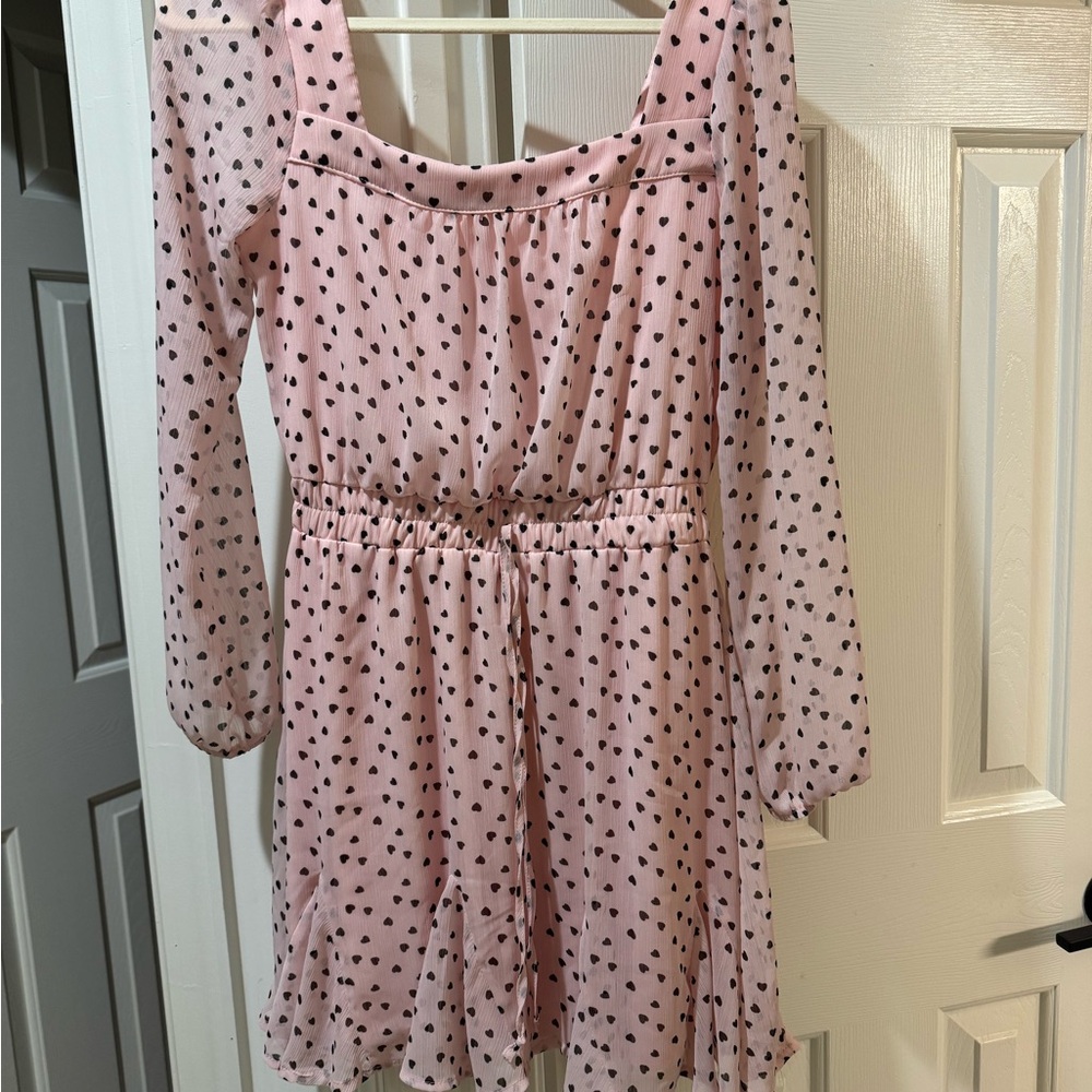 Francesca's Collections Blush Dress with Black Heart Motif